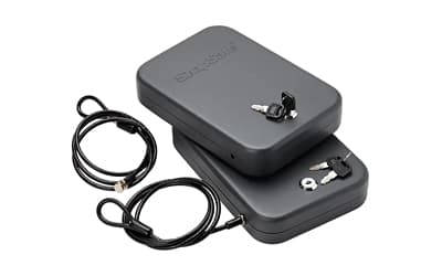 SnapSafe Lock Box, Large, 9.5" x 6.5" x 1.75", 2 Pack, Keyed Alike, 16 Gauge Steel, Cable Included, Black Finish