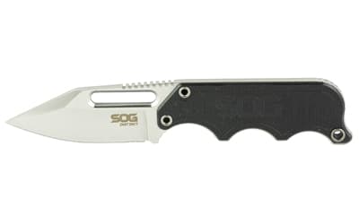 SOG Knives & Tools Instinct, Fixed Blade Knife, 2.3" Straight Edge Clip Point, Black Stainless Steel and G10 Handle, 5Cr15MoV Steel, Satin Finish