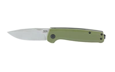 SOG Knives & Tools Terminus SJ, Folding Knife, 2.9" Clip Point Blade,7.1" Overall Length, CRYO D2 Blade Steel, Plain Edge, Stonewash Finish, Silver