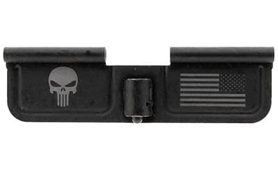 Spike's Tactical Ejection Port Door, Punisher & Flag Engraving, Black Finish