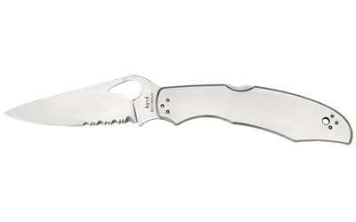 Spyderco Byrd, Cara Cara 2, 3.75" Folding Knife, Clip Point, Combo Edge, 8Cr13MoV/Satin, Stainless, Oval Thumb Hole/Pocket Clip
