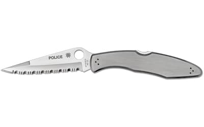 Spyderco Police, 4.125" Folding Knife, Clip Point, SpyderEdge Edge, VG10/Satin, Stainless, Circle Thumb Hole/Pocket Clip