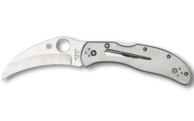 Spyderco Harpy Clipit, Folding Knife, 2.75" Hawkbill Blade, 6.63" Overall Length, VG-10 Stainless Blade Steel, Plain Edge, Satin Finish, Silver