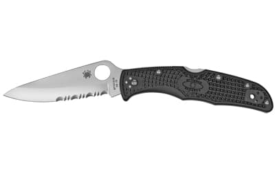 Spyderco Endura 4, Lightweight, 3.8" Folding Knife, Clip Point, Combo Edge, VG10/Satin, Black FRN, Circle Thumb Hole/Pocket Clip