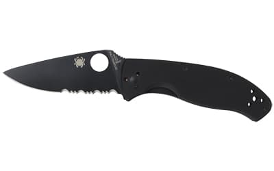 Spyderco Tenacious, Folding Knife, 3.39" Blade, Combo Edge, VG10/Black Finish, Black G10 Frame, Circle Thumb Hole/Pocket Clip