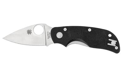 Spyderco Cat, 2.44" Folding Knife, Plain Edge, 440C/Satin, Black G10, Circle Thumb Hole/Pocket Clip