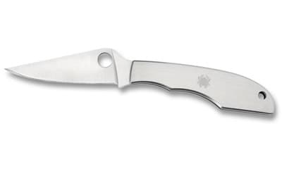 Spyderco Grasshopper, 2.3" Folding Knife, Clip Point, Plain Edge, 8Cr13MoV/Satin, Stainless, Oval Thumb Hole