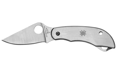 Spyderco ClipiTool, 2" Folding Knife, 8Cr13MoV, Plain, Bottle Opener & Screwdriver, Circle Thumb Hole/Pocket Clip, Stainless, Box