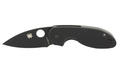 Spyderco Efficient, 3" Folding Knife, 8Cr13MoV, Plain, Drop Point, Black Blade, Circle Thumb Hole/Pocket Clip, Blk G10