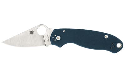Spyderco Para 3, Folding Knife, Plain Edge, Dark Blue G-10 Handle, Satin Finish, Silver, 2.92" Blade Length, CPM SPY27 Steel