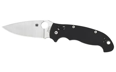 Spyderco Manix 2 XL, 3.85" Folding Knife, Drop Point, Plain Edge, CPM-S30V, Black G10, Circle Thumb Hole/Pocket Clip