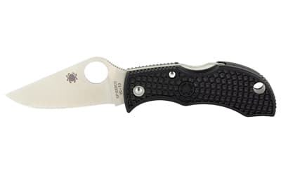 Spyderco Manbug, 1.94" Folding Knife, Silver, Plain, Clip Point, Circle Thumb Hole, Box, VG-10, Black