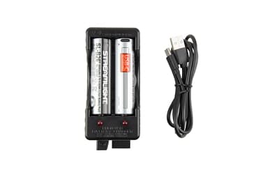 Streamlight Rechargeable, Charging Kit, 2x SL-BL26 USB Batteries, USB Cord, Charging Base, Black