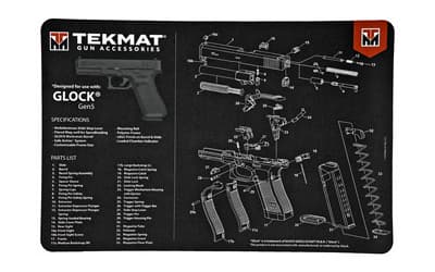 TekMat Pistol Mat For Glock Gen 5, 11"x17", Black, Includes Small Microfiber TekTowel, Packed In Tube