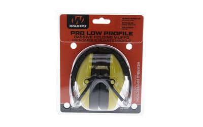 Walker's Low Profile Folding Muff, Earmuff, Folding Design, Yellow