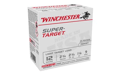 Winchester Ammunition Super Target, 12 Gauge 2.75", #9, 1 1/8 oz, 25 Round Box