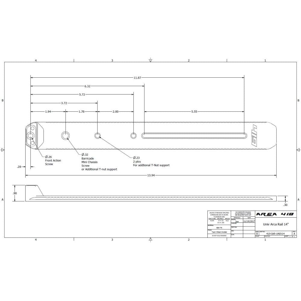 Area 419 ARCALOCK 12" Universal Barricade Rail Kit with Clamp