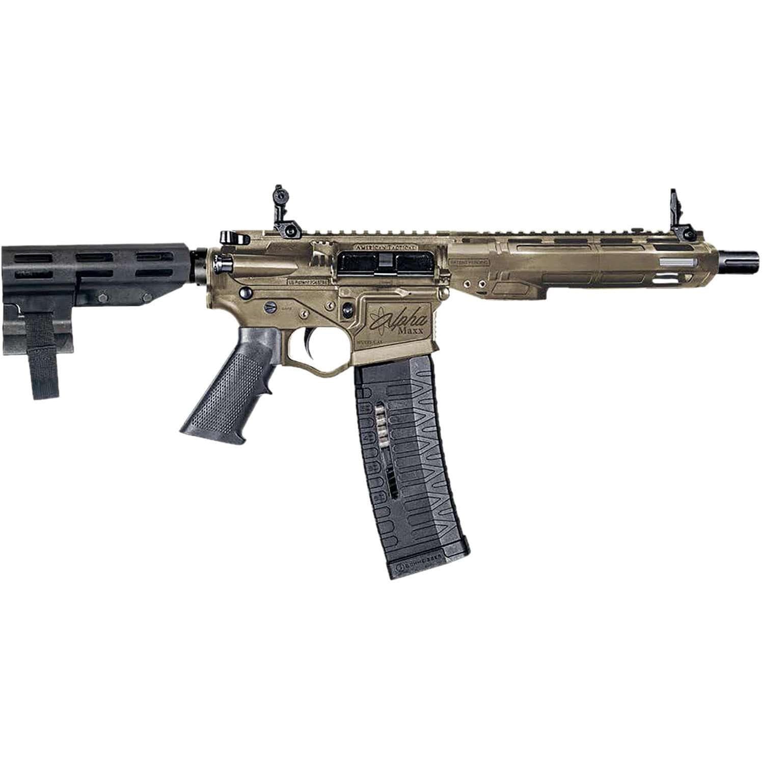 ATI ALPHA MAXX FDE Pistol .300 Blk 30rd Magazine(1) 7.5" Barrel 7" M-LOK Handguard w/Brace Flip Up Sights