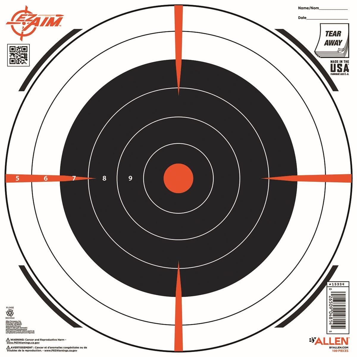 Allen EZ Aim paper Bullseye Target Pad 12x12 100 per Pad