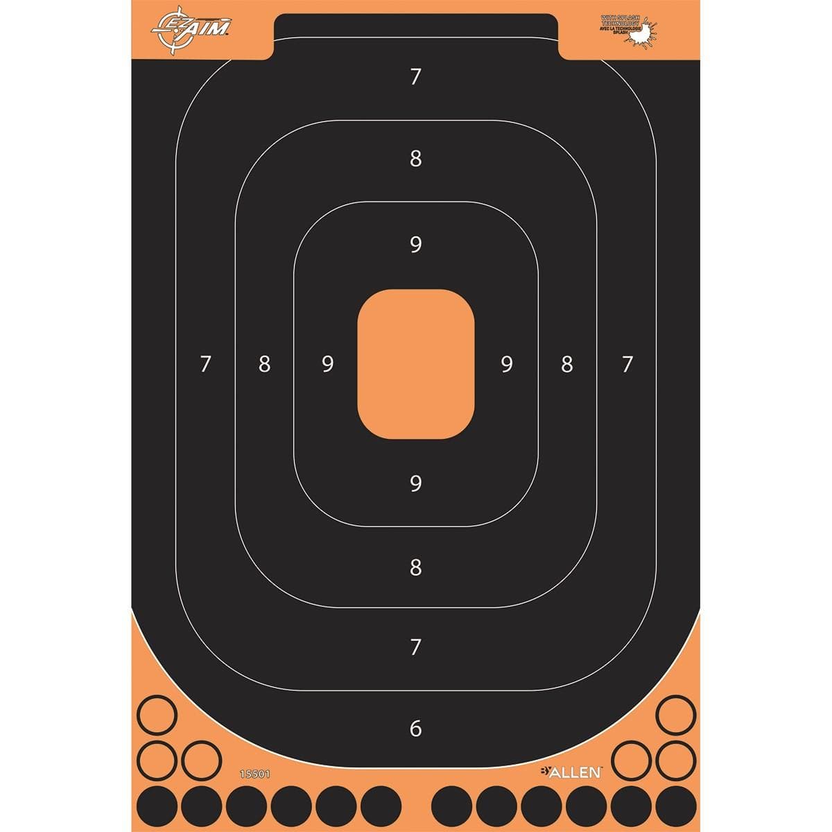 Allen Adhesive Splash Handgun Training Target 12x18" Orange and Black 5/ct