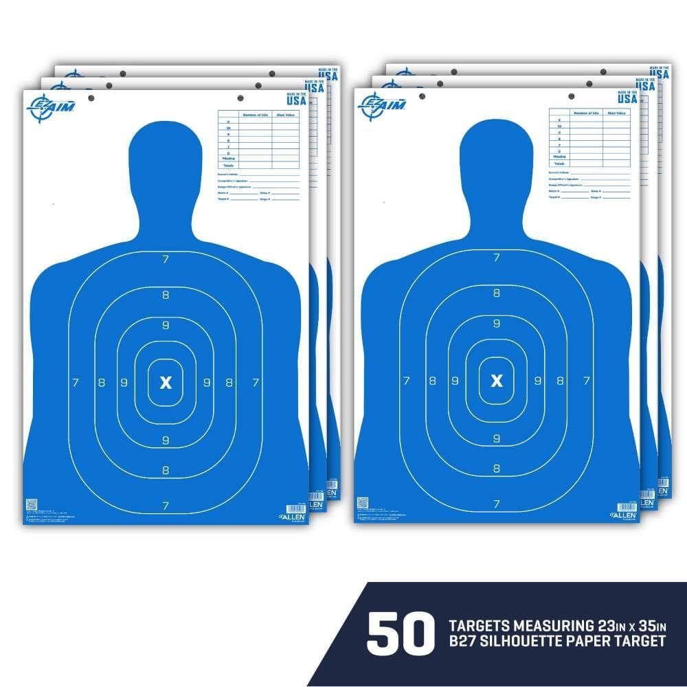 Allen EZ Aim B27 Pro Silhouette Paper Target Blue 23" x 35" 50/ct