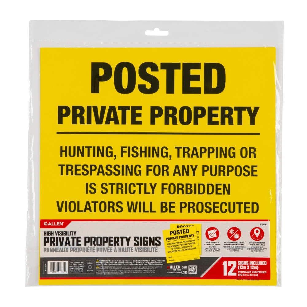 Allen Posted No Trespassing Yard Sign 12" x 12" 12/ct