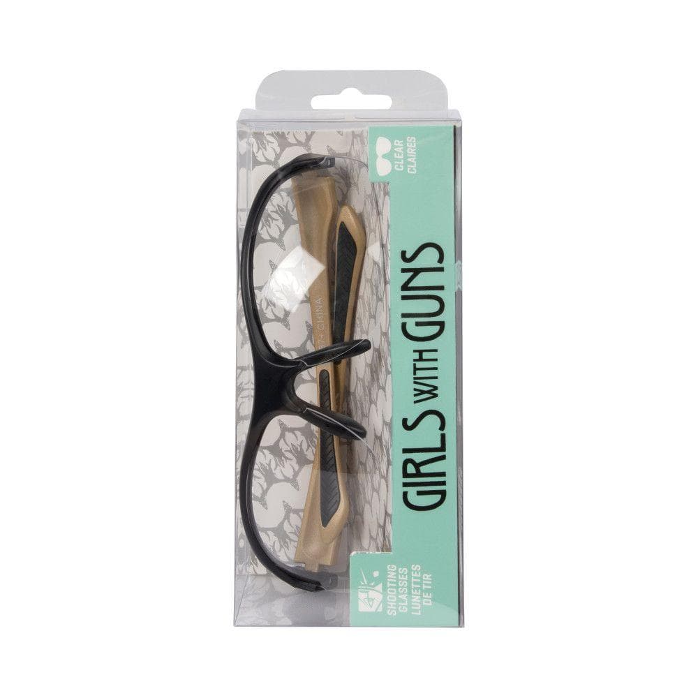Girls With Guns Devotee Protective Shooting Safety Glasses Anti-Scratch/Fog/UV Coated Gold/Brown with Clear Lens