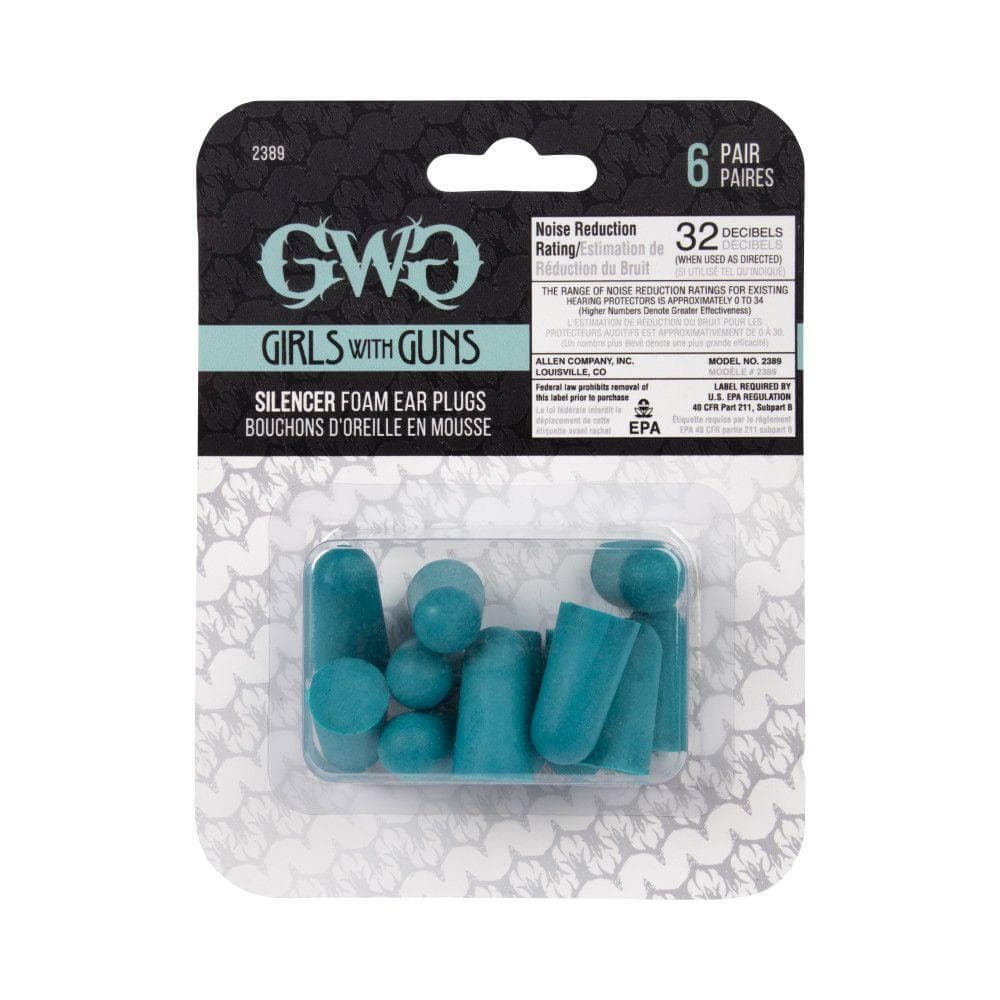 Girls With Guns Silencer Foam Earplugs 32 dB NRR 6-Pairs per Pack Teal