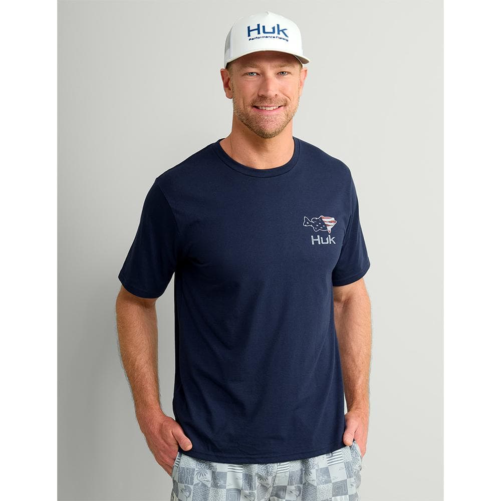 Huk Fish Flag Short Sleeve Shirt Naval Academy S