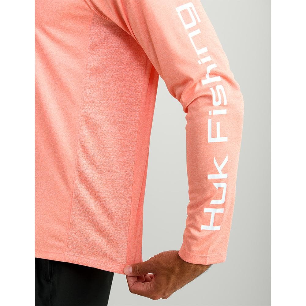 Huk Vented Pursuit Long Sleeve Shirt Fresh Salmon Heather L