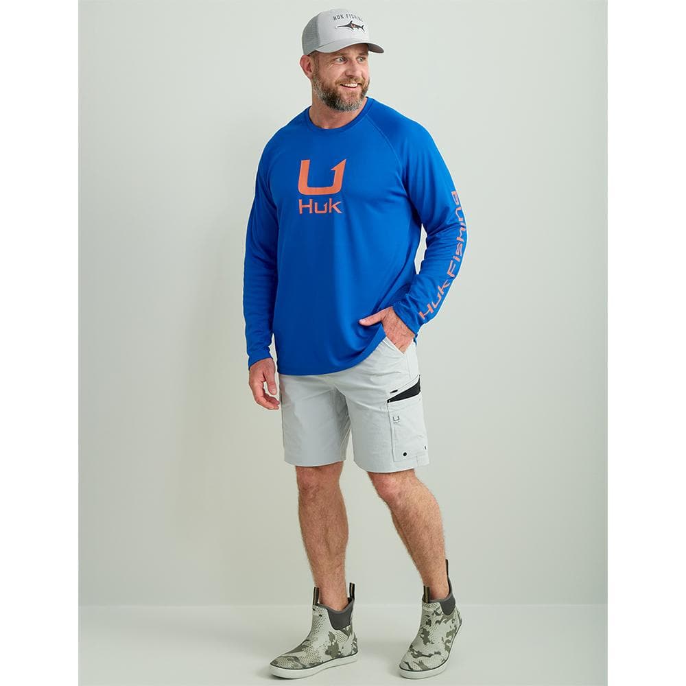 Huk Icon Crew Long Sleeve Shirt Ocean Blue L