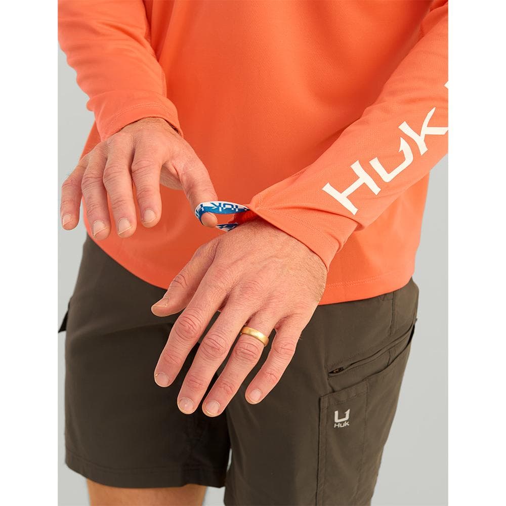 Huk Icon Crew Long Sleeve Shirt Fresh Salmon L