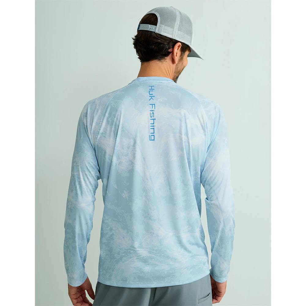 Huk Mossy Oak Pursuit Performance Long Sleeve Crew Shirt MO Stormwater Bonefish S