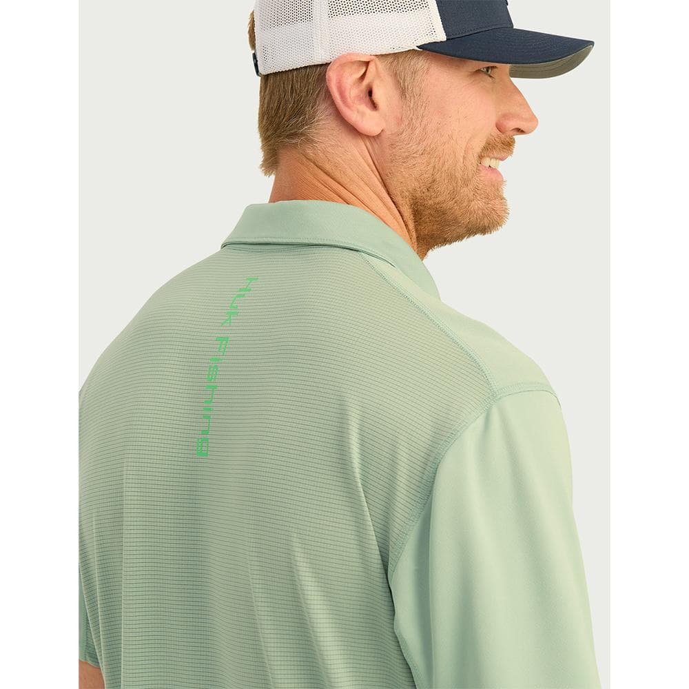 Huk Icon Polo Short Sleeve Shirt Fog Green S