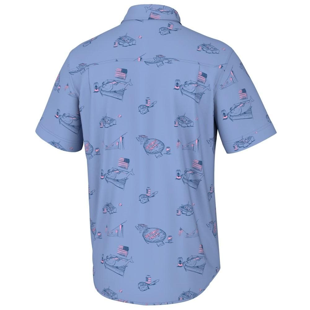 Huk Americookin Kona Short Sleeve Shirt Quiet Harbor L