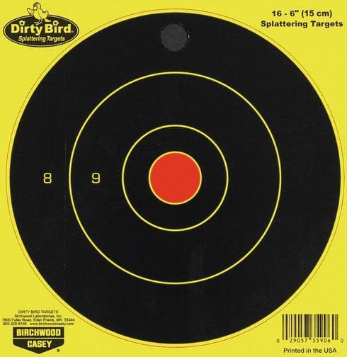 Birchwood Casey Dirty Bird Bull's-Eye Targets - 6" Round 16/Pack