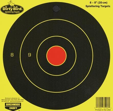 Birchwood Casey Dirty Bird Bulls-Eye Target - 8" Round 8/Pack