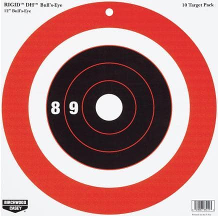 Birchwood Casey Rigid Paper DH Bulls-Eye Target - 12" 10/Pack
