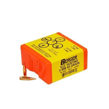 Berger Match Grade Hunting Bullets 6mm .243" 95 gr VLD Hunter 100/rd
