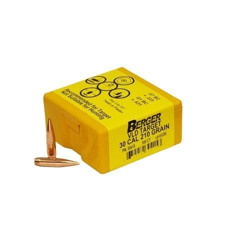 Berger VLD Target Bullets .30 cal .308" 210 gr HPBT 100/ct