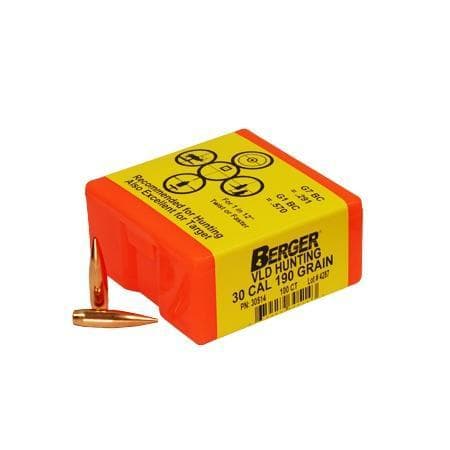 Berger Match Grade Hunting Bullets .30 cal .308" 190 gr VLD Hunter 100/ct