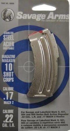Savage Arms Mark II Series Rifle Magazine .22 LR .17 Mach 2 10/rd Silver