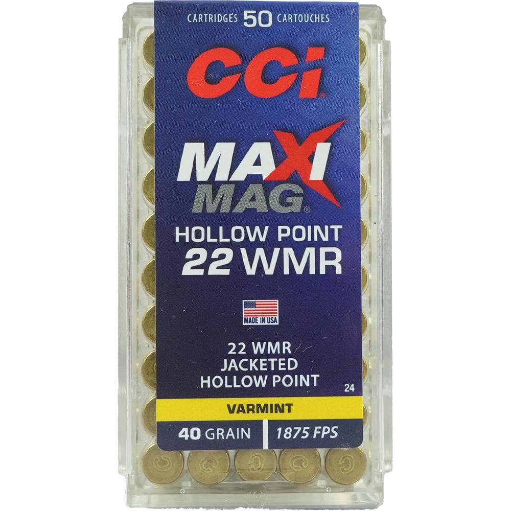 CCI Maxi-Mag Rimfire Ammunition .22 WMR 40 gr JHP 1875 fps 50/ct