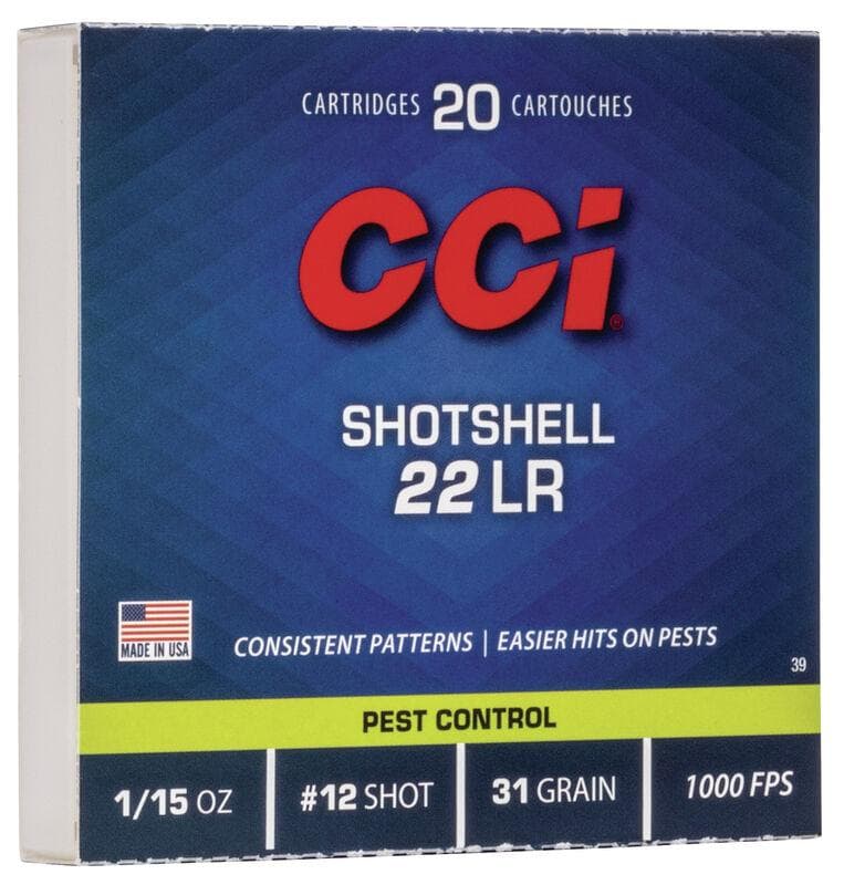 CCI Rimfire Shotshell Ammunition .22 LR 1/15 oz #12 31 gr 1000 fps 20/ct