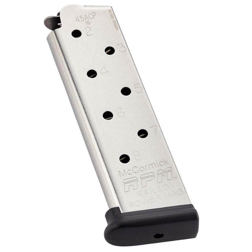 Chip McCormick Railed Power Handgun Magazine Stainless (RPM) .45 ACP 8/rd