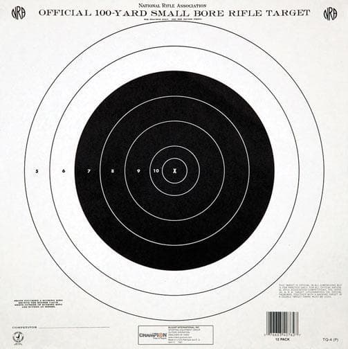 Champion Official NRA Paper Targets GTQ-4(P) 100 yd Small Bore Rifle Single Bull 12/ct