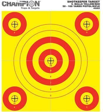 Champion Shotkeeper Targets Yellow & Red 5 Bull Small 12/Pack
