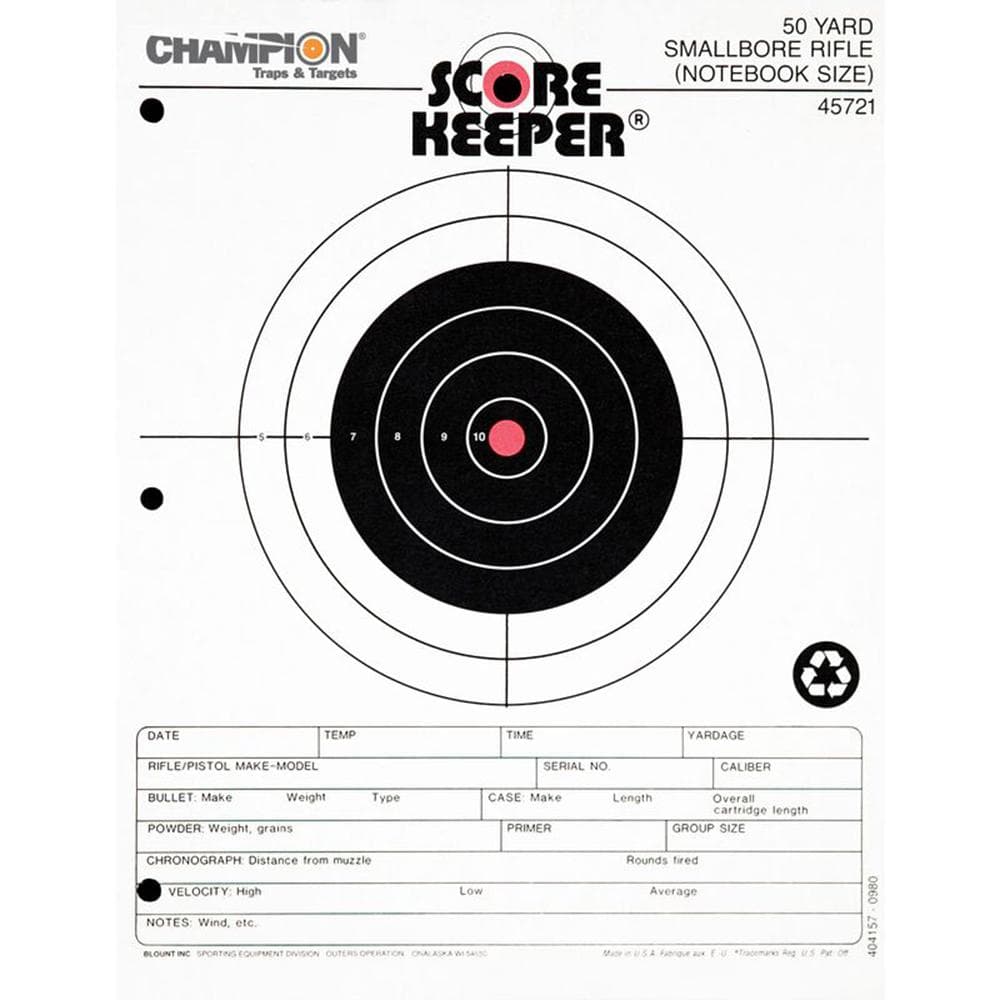 Champion Scorekeeper Targets Fluorescent Orange Bull 50 yd. Small Bore Notebook 12/ct