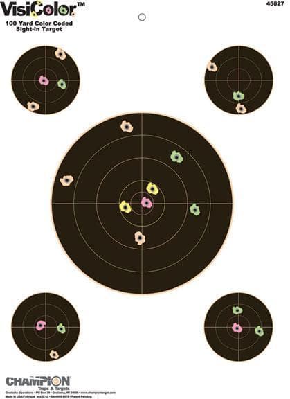 Champion VisiColor High-Visibility Paper Targets 8" Bull w/4 extra Bulls 10/Pack