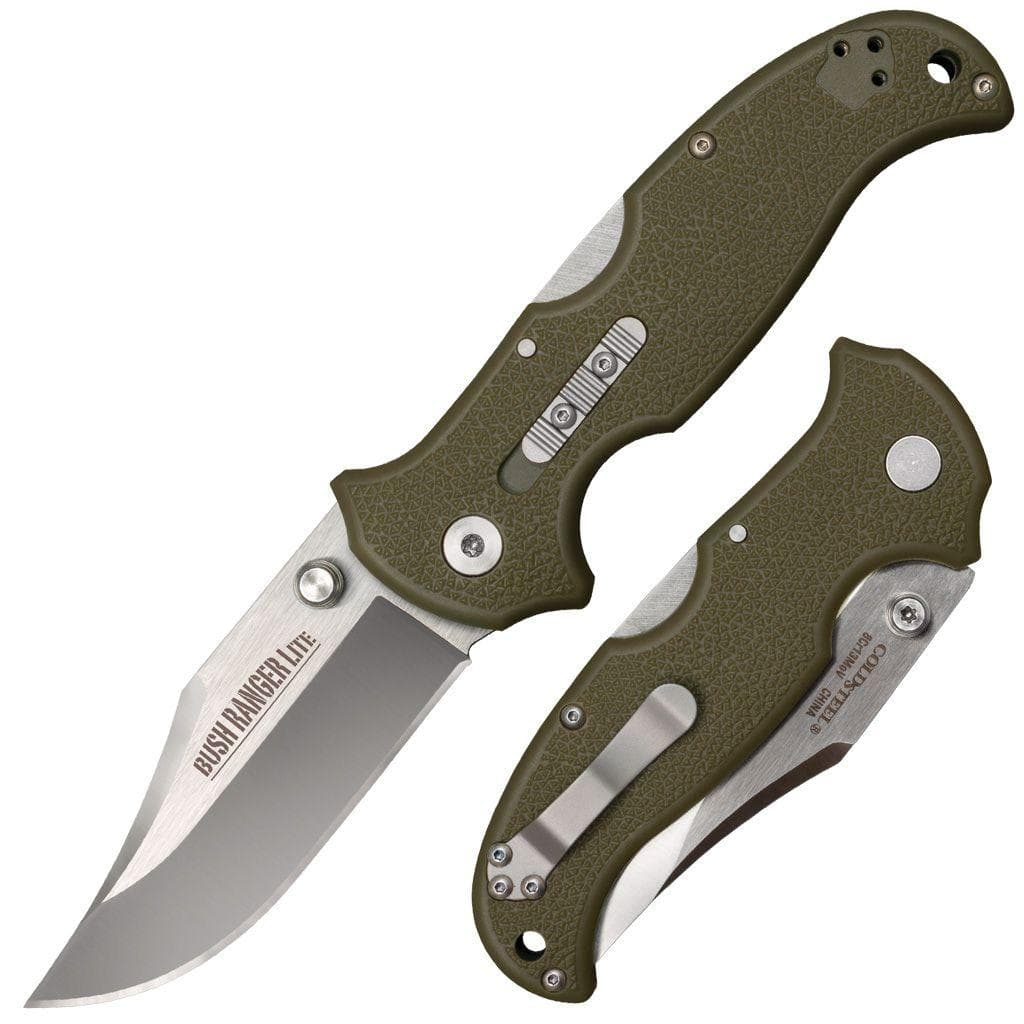 Cold Steel Bush Ranger Lite Rocker Lock Knife - 3-1/2" Satin Blade OD Green GFN
